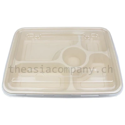 TAC Bagasse Bento Box 5-teilig & PET-Deckel 1450ml_1
