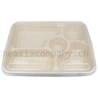 TAC Bagasse Bento Box 5-teilig & PET-Deckel 1450ml