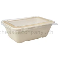 TAC Bagasse Schale Rechteckig & Deckel 750ml