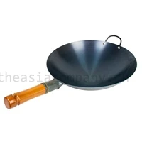 Wok Eisenpfanne mit Holzstiel 