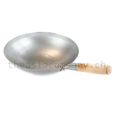 Wok Eisenpfanne mit Holzstiel _1