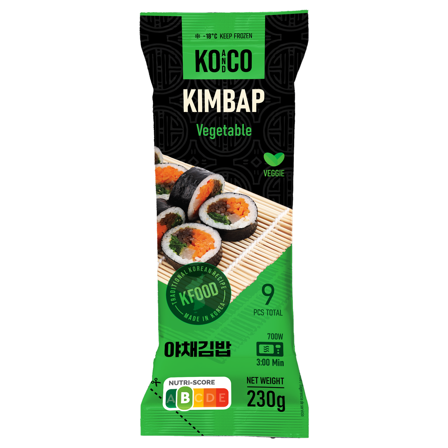 Produktverpackung von Kimbap mit Gemüse